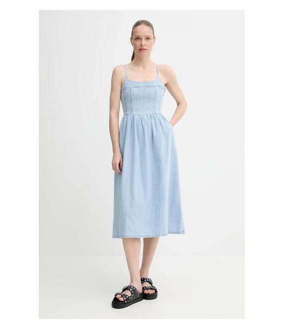 Φόρεμα τζιν Levi's ALESSIE BUSTIER DRESS χρώμα: μπλε, 001WB