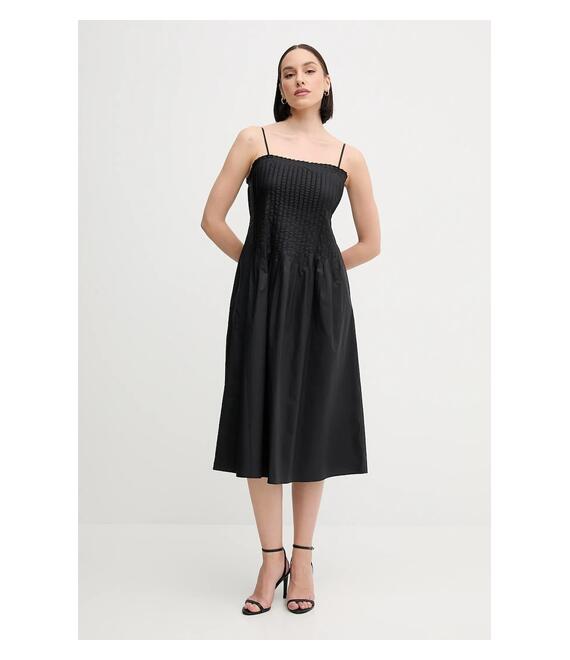 Βαμβακερό φόρεμα Sisley χρώμα: μαύρο, 4XUCLV076