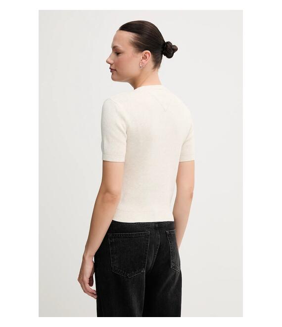 Βαμβακερό πουλόβερ Tommy Jeans χρώμα: κίτρινο, DW0DW19336