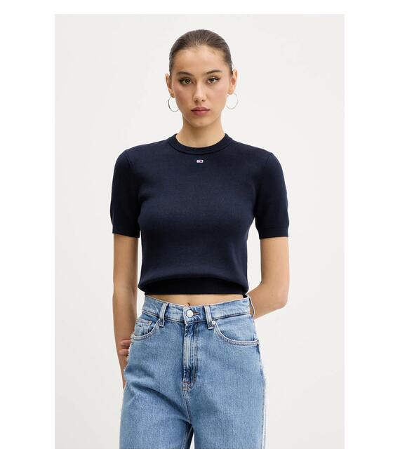 Βαμβακερό πουλόβερ Tommy Jeans χρώμα: κίτρινο, DW0DW19336