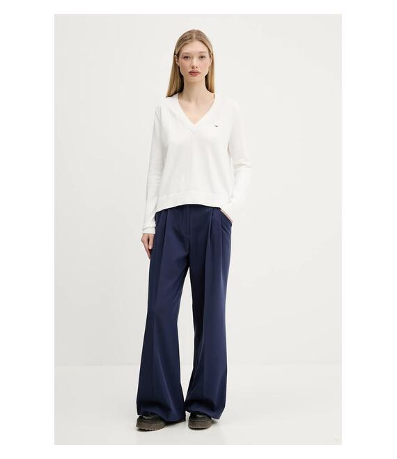 Βαμβακερό πουλόβερ Tommy Jeans χρώμα: κίτρινο, DW0DW19888