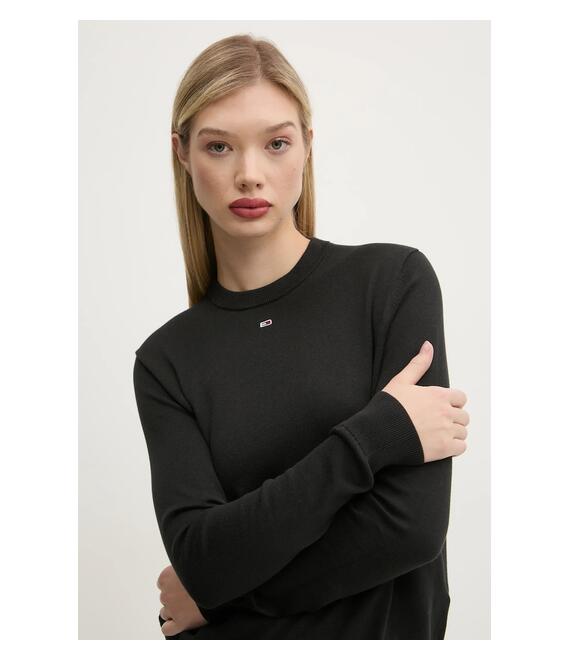 Βαμβακερό πουλόβερ Tommy Jeans χρώμα: μαύρο, DW0DW20159