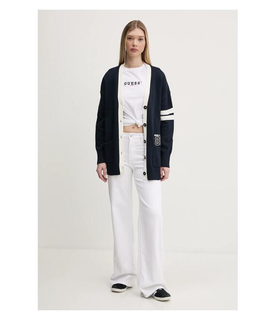 Βαμβακερή ζακέτα Guess Jeans χρώμα: ναυτικό μπλε, W5RR49 Z3HM1