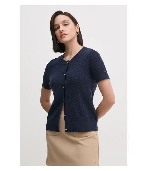 Μάλλινη ζακέτα Tommy Hilfiger χρώμα: ναυτικό μπλε, WW0WW43958