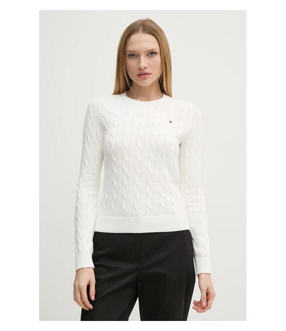 Βαμβακερό πουλόβερ Tommy Hilfiger χρώμα: μπεζ, WW0WW45207