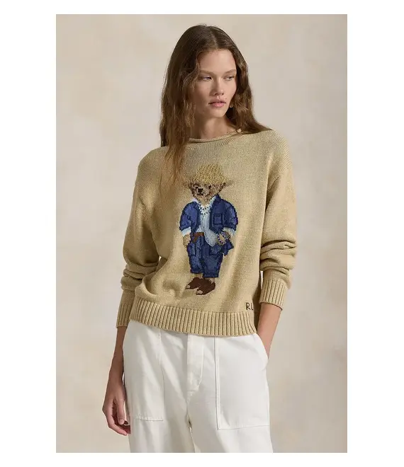 Βαμβακερό πουλόβερ Polo Ralph Lauren γυναικείο, χρώμα: μπεζ, 211959272