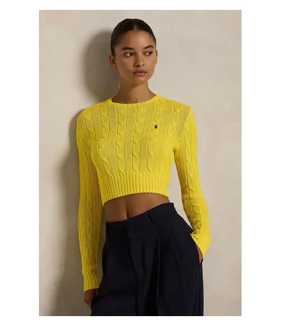 Βαμβακερό πουλόβερ Polo Ralph Lauren γυναικείο, χρώμα: κίτρινο, 211959283
