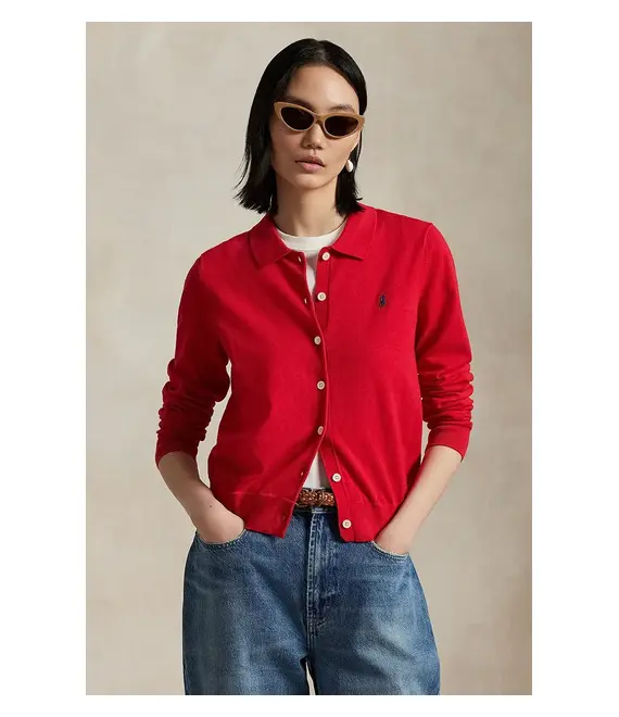 Βαμβακερή ζακέτα Polo Ralph Lauren χρώμα: κόκκινο, 211959285