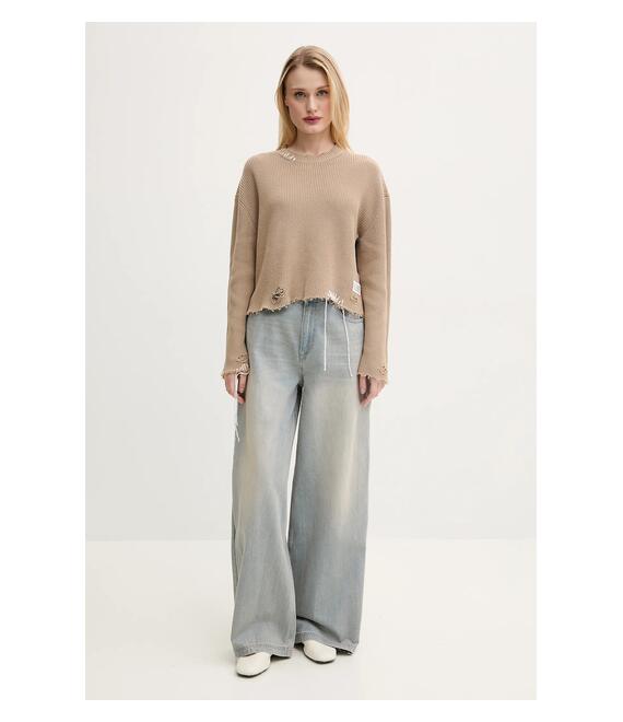 Βαμβακερό πουλόβερ MM6 Maison Margiela γυναικείο, χρώμα: μπεζ, S52HL0036