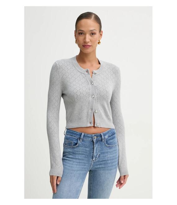Πλεκτή ζακέτα Guess HOLLAND χρώμα: γκρι, W5RR23 Z2YJ2