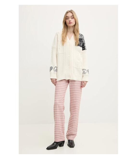 Πλεκτή ζακέτα Moschino Jeans χρώμα: μπεζ, 0680 3209