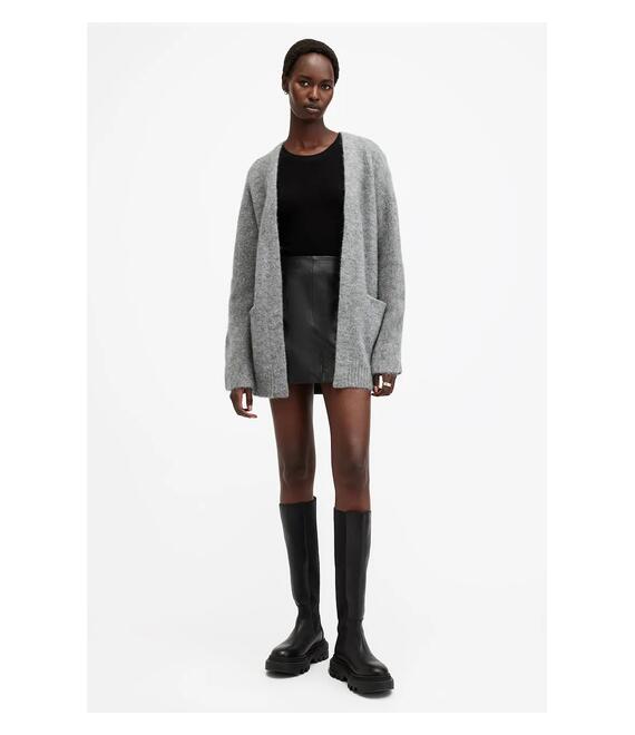 Μάλλινη ζακέτα AllSaints ZOE χρώμα: γκρι, W048KB
