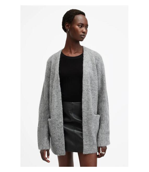 Μάλλινη ζακέτα AllSaints ZOE χρώμα: γκρι, W048KB