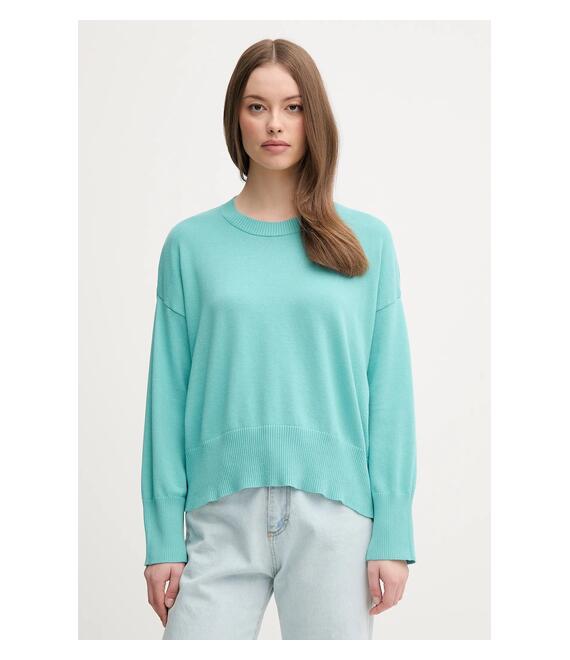Βαμβακερό πουλόβερ United Colors of Benetton χρώμα: τιρκουάζ, 1294D10DP