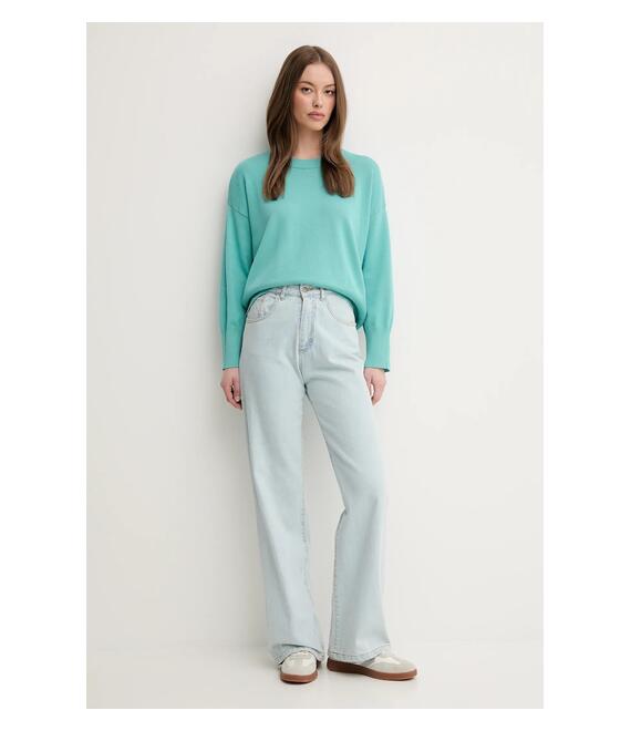 Βαμβακερό πουλόβερ United Colors of Benetton χρώμα: τιρκουάζ, 1294D10DP