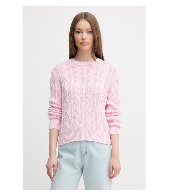 Βαμβακερό πουλόβερ United Colors of Benetton χρώμα: ροζ, 1594D10D4