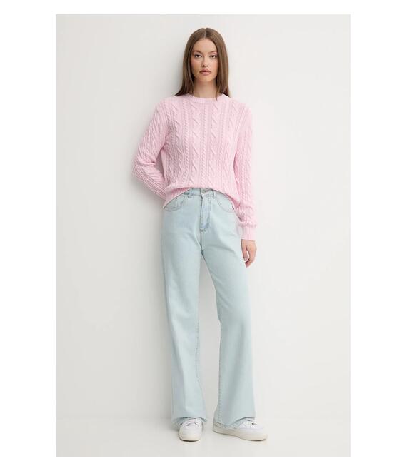 Βαμβακερό πουλόβερ United Colors of Benetton χρώμα: ροζ, 1594D10D4