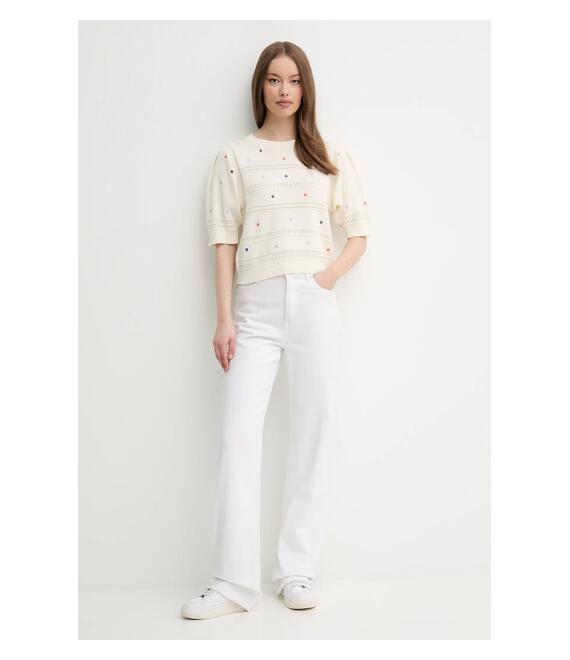 Βαμβακερό πουλόβερ United Colors of Benetton χρώμα: μπεζ, 10C1E10DO