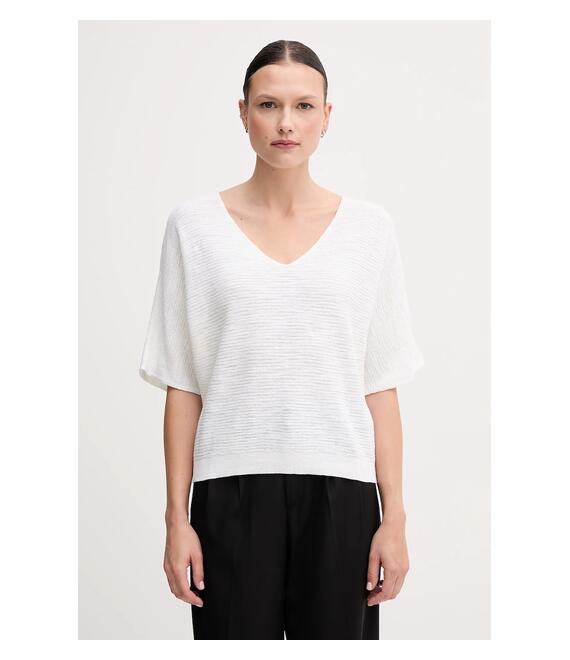 Πουλόβερ από λινό μείγμα United Colors of Benetton χρώμα: μπεζ, 115GD10CS