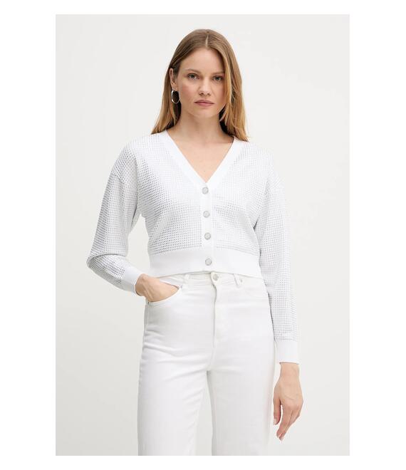 Πλεκτή ζακέτα Guess KHLOE χρώμα: άσπρο, W5GR08 Z3MN2