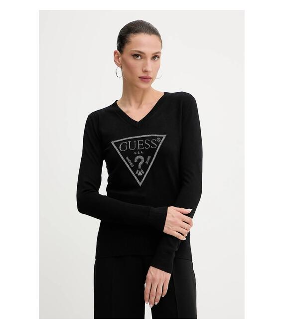 Πουλόβερ Guess MIRIAM χρώμα: μαύρο, W5GR19 Z2NQ2