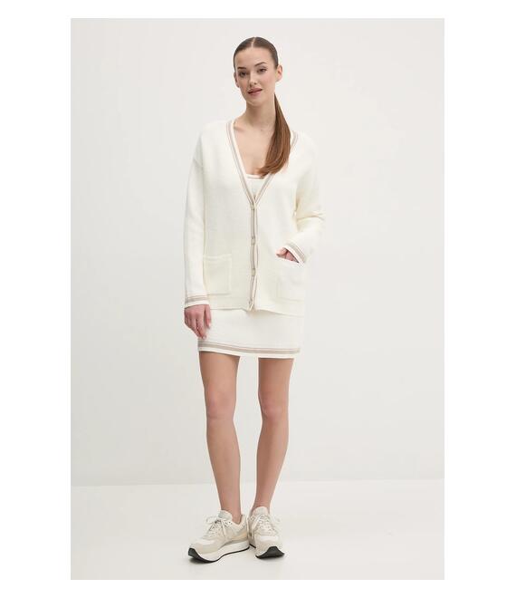 Πλεκτή ζακέτα Dkny χρώμα: μπεζ, DP5R6025