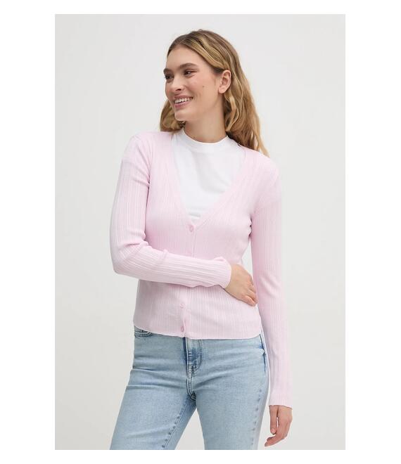 Πλεκτή ζακέτα Dkny χρώμα: ροζ, DJ5R0611