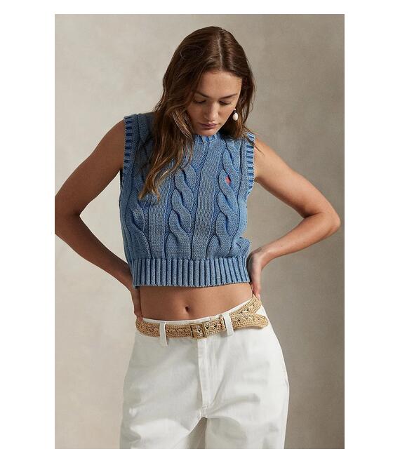 Βαμβακερό αμάνικο Polo Ralph Lauren χρώμα: μπλε, 211965758