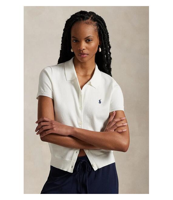 Βαμβακερή ζακέτα Polo Ralph Lauren χρώμα: άσπρο, 211965764