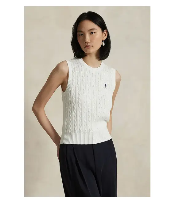 Βαμβακερό αμάνικο Polo Ralph Lauren χρώμα: άσπρο, 211971882