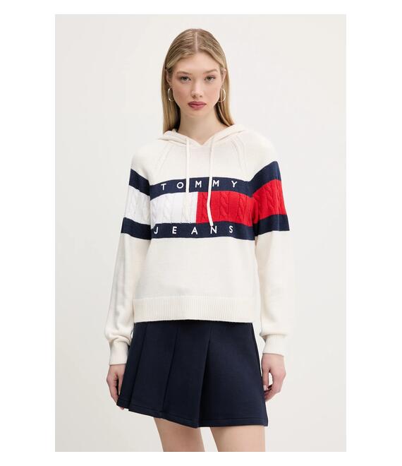 Πουλόβερ Tommy Jeans χρώμα: μπεζ, DW0DW20250