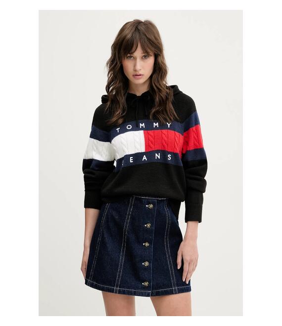 Πουλόβερ Tommy Jeans χρώμα: μαύρο, DW0DW20250