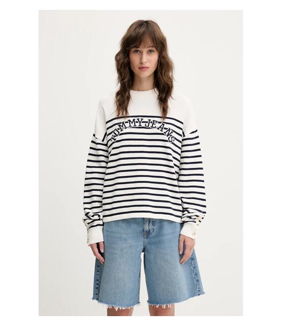 Βαμβακερό πουλόβερ Tommy Jeans χρώμα: μπεζ, DW0DW20251