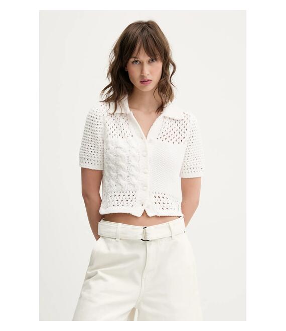 Πλεκτή ζακέτα Tommy Jeans χρώμα: μπεζ, DW0DW20261