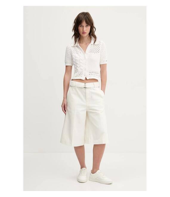 Πλεκτή ζακέτα Tommy Jeans χρώμα: μπεζ, DW0DW20261