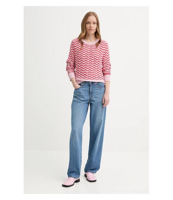 Βαμβακερό πουλόβερ Levi's FLORENCE PNTLLE SWEATER χρώμα: ροζ, 0012O
