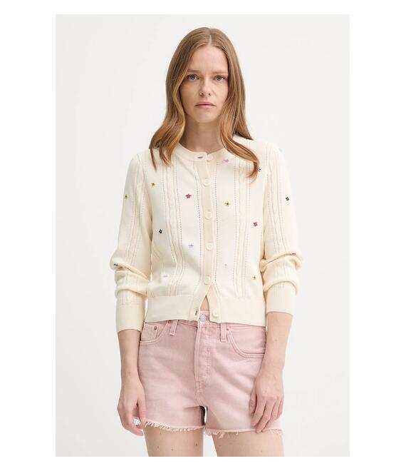 Βαμβακερή ζακέτα Levi's MARAIS CARDIGAN γυναικεία, χρώμα: μπεζ, 0012Q