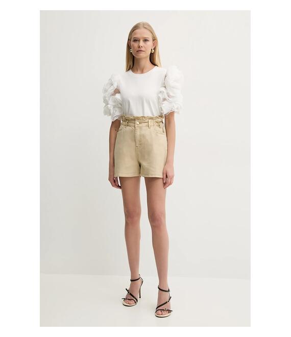 Τζιν σορτς Twinset χρώμα: μπεζ, 251LB2LBB