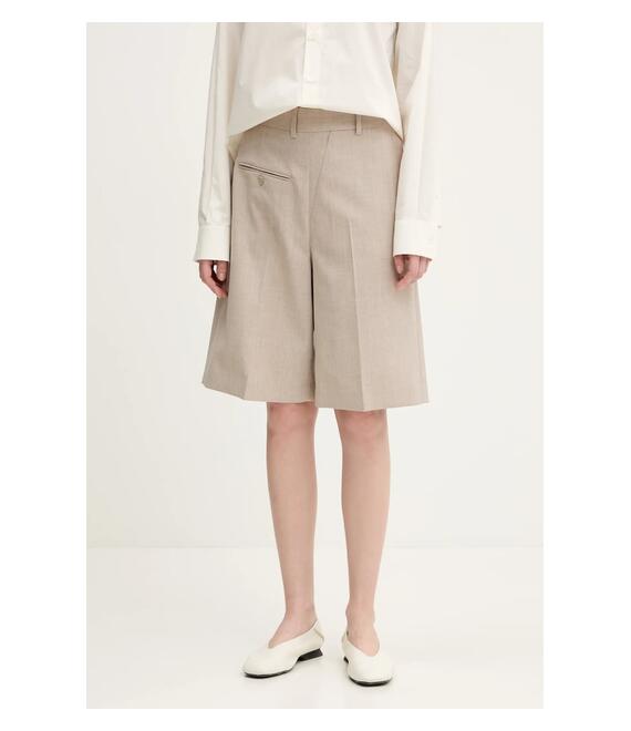 Μάλλινο σορτς MM6 Maison Margiela χρώμα: μπεζ, S52MU0125