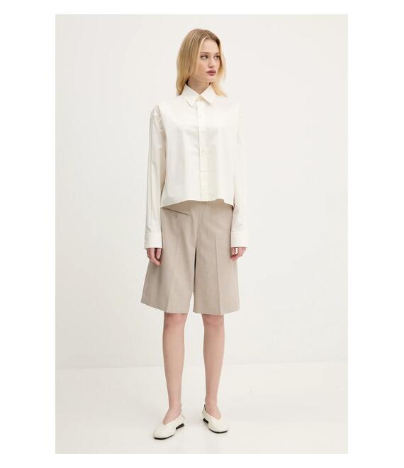Μάλλινο σορτς MM6 Maison Margiela χρώμα: μπεζ, S52MU0125