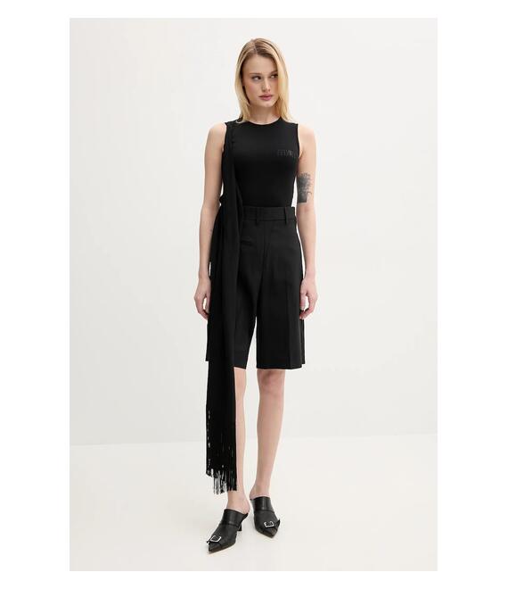 Μάλλινο σορτς MM6 Maison Margiela χρώμα: μαύρο, S52MU0125