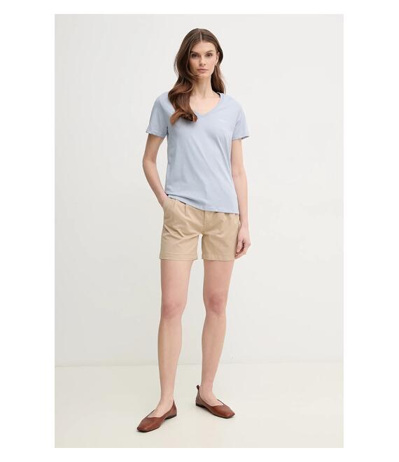 Σορτς Pepe Jeans MID WAIST REGULAR CHINO SHORT VANIA χρώμα: μπεζ, PL801168