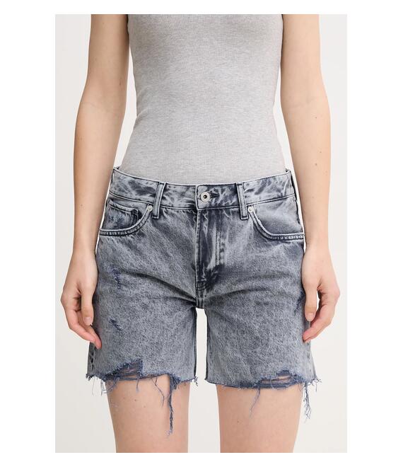 Βαμβακερό τζιν σορτς Pepe Jeans REGULAR SHORT MW DISTRESSED χρώμα: ναυτικό μπλε, PL801186UN4