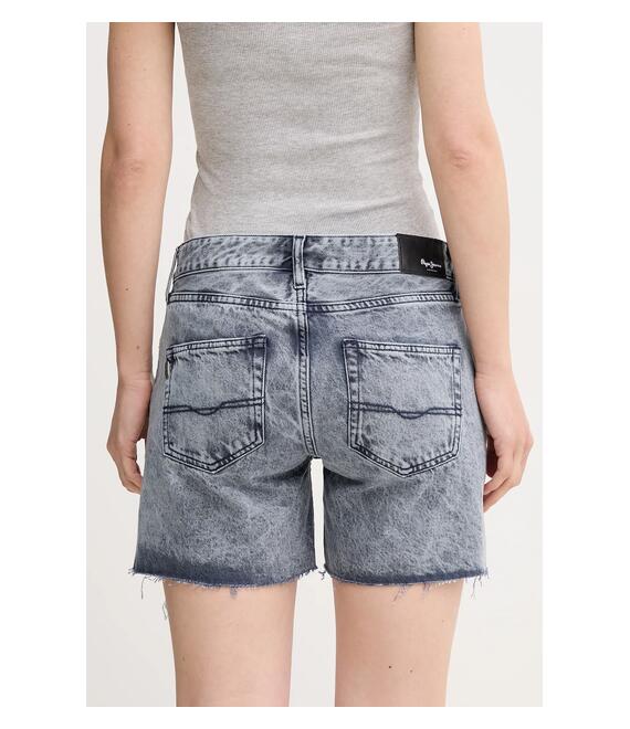 Βαμβακερό τζιν σορτς Pepe Jeans REGULAR SHORT MW DISTRESSED χρώμα: ναυτικό μπλε, PL801186UN4