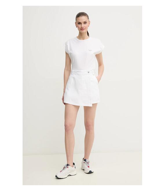 Τζιν φούστα Pepe Jeans REGULAR SKORT HW χρώμα: άσπρο, PL801187TC0
