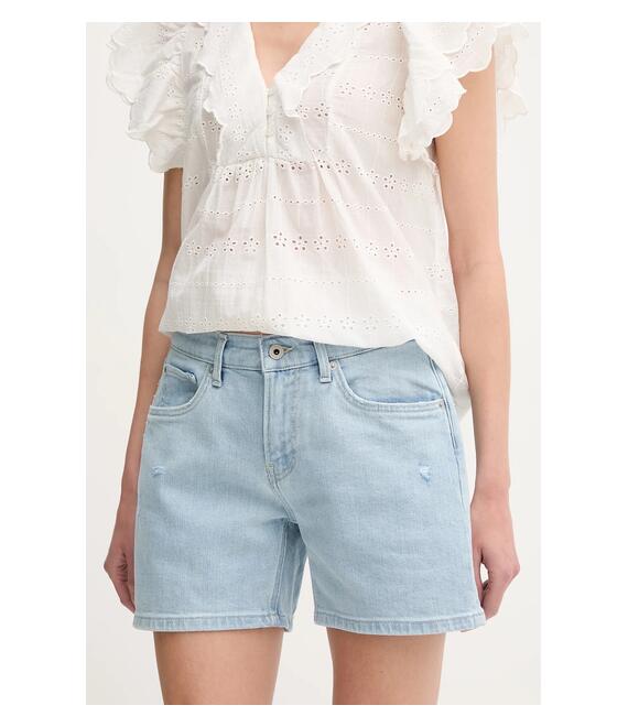 Τζιν σορτς Pepe Jeans REGULAR SHORT HW MABLE χρώμα: μπλε, PL801188PG8