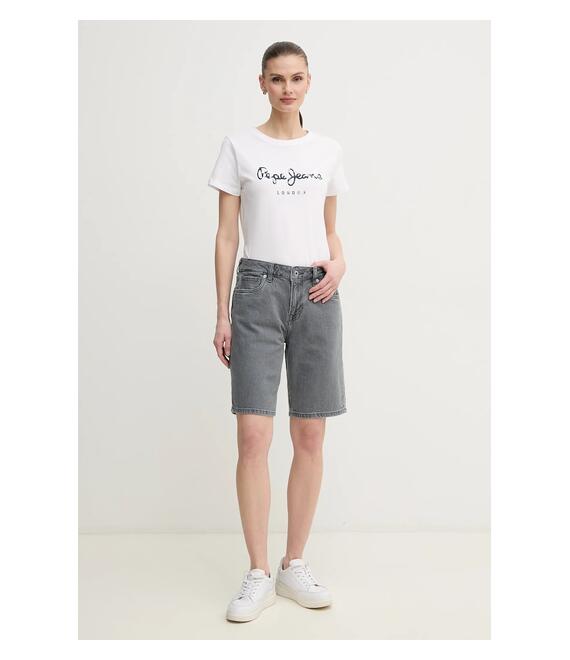 Τζιν σορτς Pepe Jeans BERMUDA SHORT HW χρώμα: γκρι, PL801189UN3