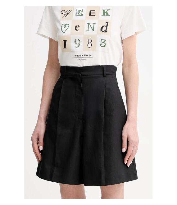 Λινό σορτς Weekend Max Mara χρώμα: μαύρο, 2515141032600