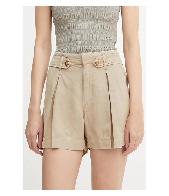 Λινό σορτς Guess SHAYE χρώμα: πράσινο, W5GD1J WG8N0