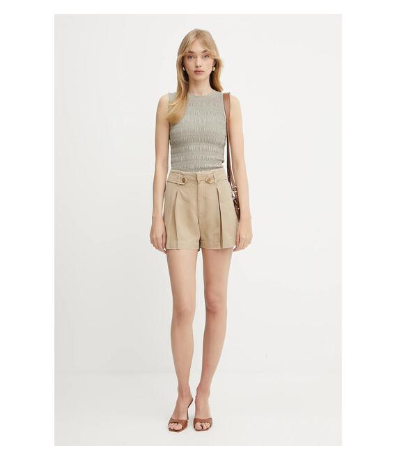 Λινό σορτς Guess SHAYE χρώμα: πράσινο, W5GD1J WG8N0